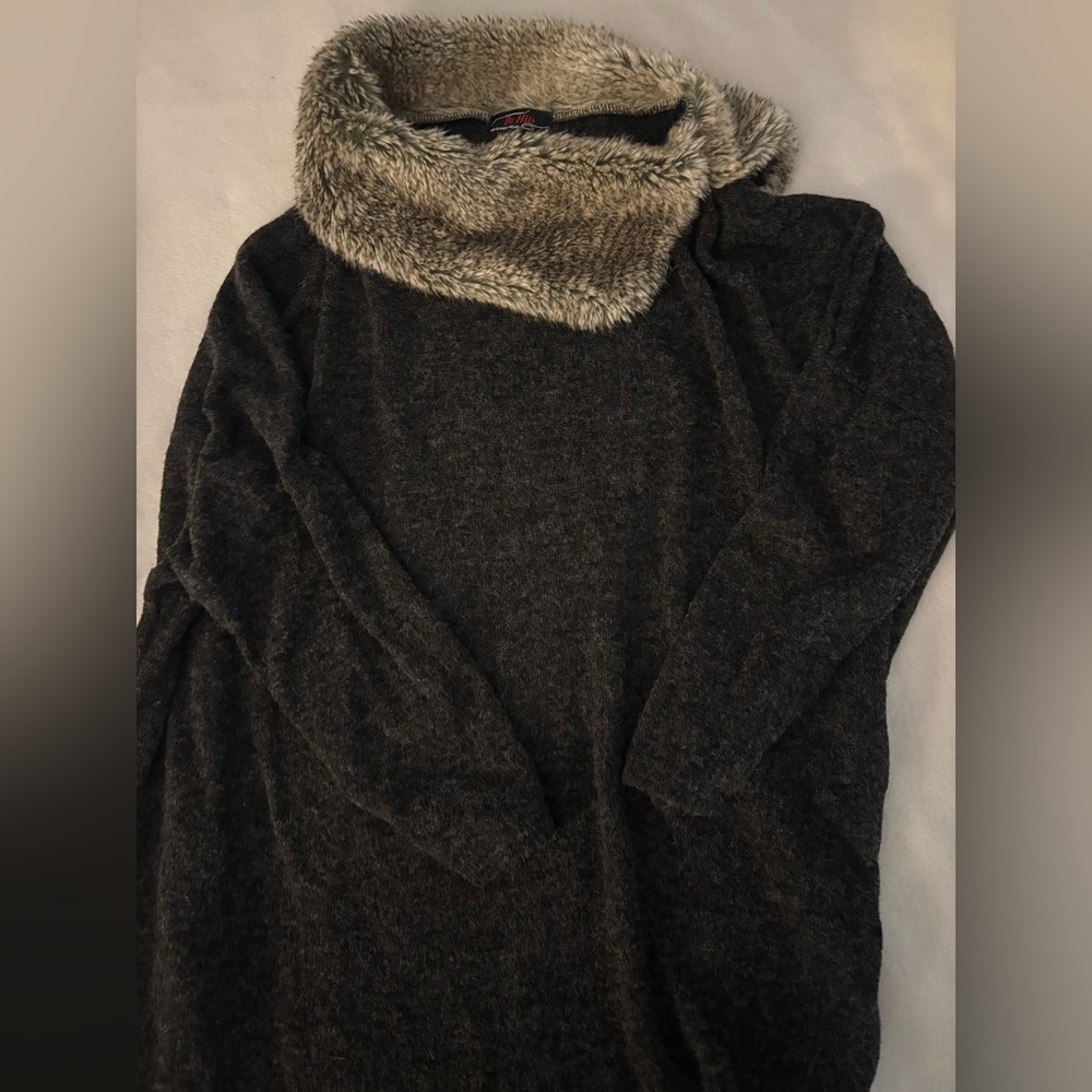 y2k faux fur neckline sweater/dress